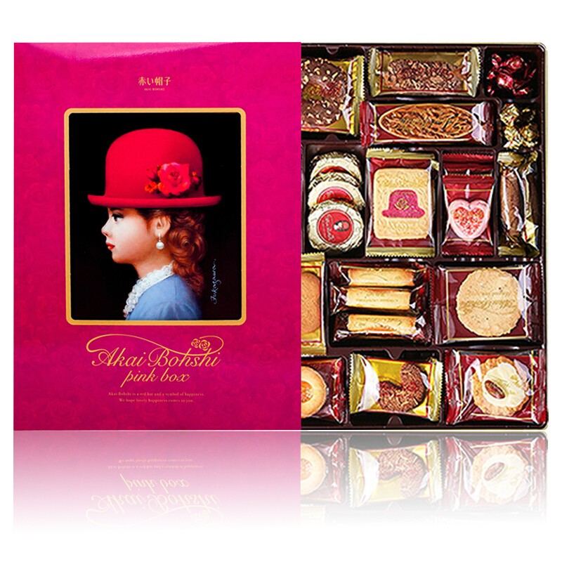 日本红帽子什锦曲奇饼干 粉色礼盒装332.5g